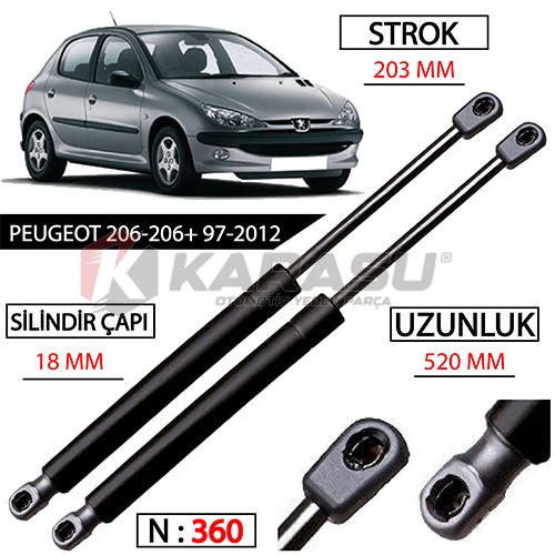 PEUGEOT 206 HATCHBACK BAGAJ AMORTİSÖR                                           