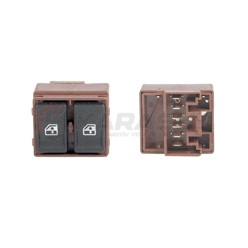 DOGAN SLX 131  CAM ACMA DÜĞMESİ ÇİFTLİ ÖN SOL 6 PIN KAHVE                       
