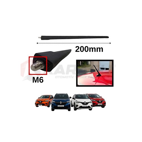 CLİO 5 CAPTUR SANDERO 3 CAPTUR AUSTRAL NAVİGASYONLU ANTEN ÇUBUĞU 200MM 6 METRİK 